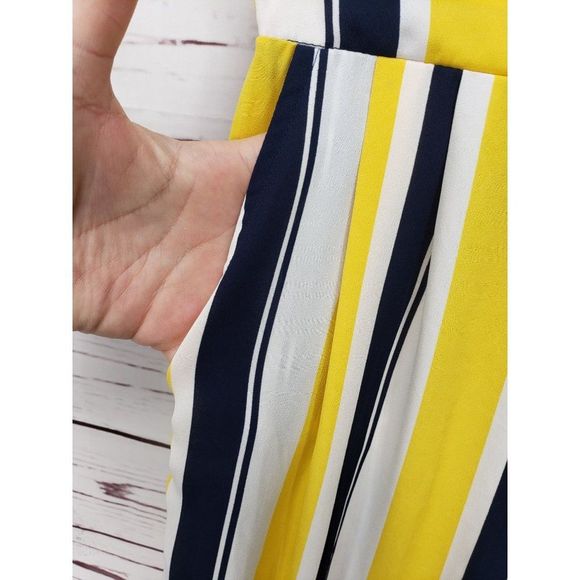 Haute Monde Striped Wide Leg Pants High Rise Trousers Yellow Black Size Small - Picture 7 of 12